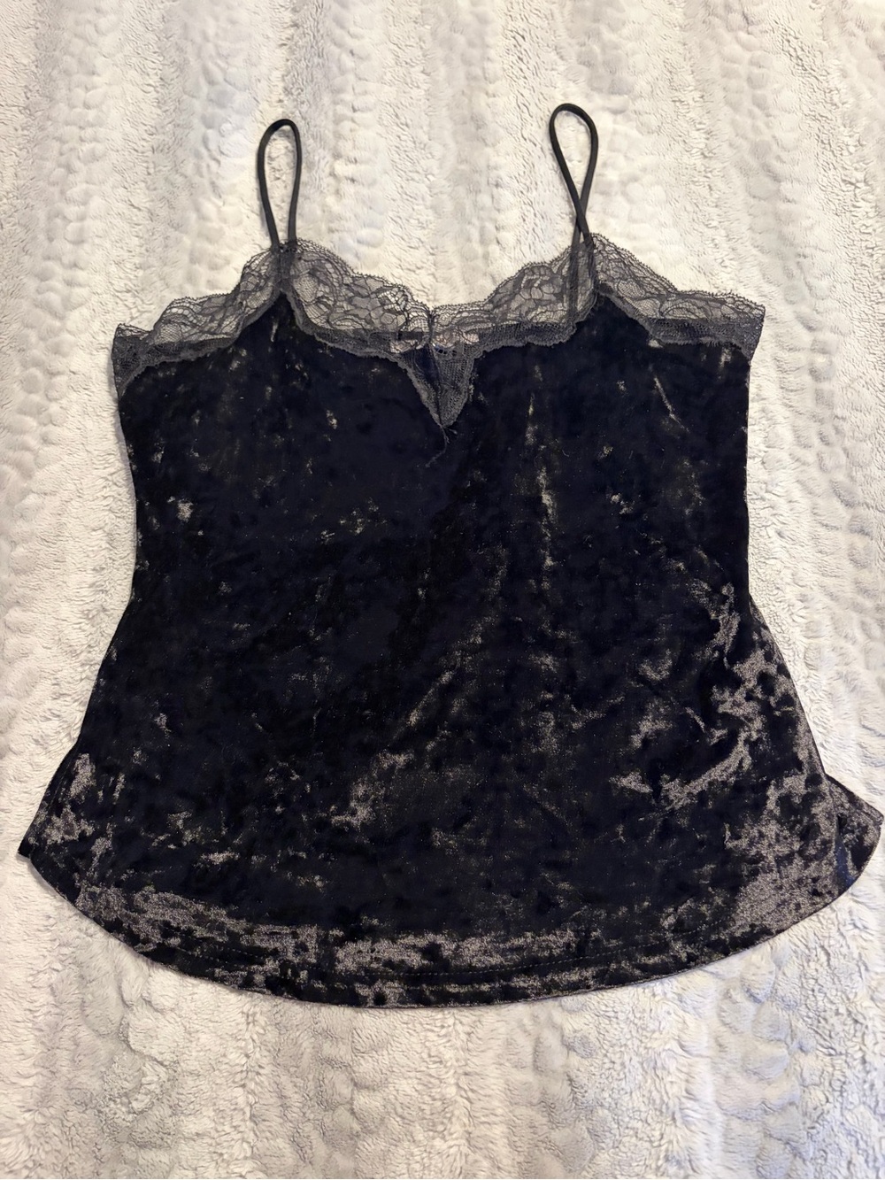 Haute Monde Black Velvet Lace Trim Cami